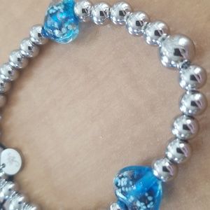 Nogu sterling silver and blue heart bracelet